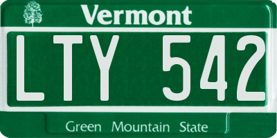 VT license plate LTY542