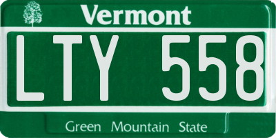 VT license plate LTY558