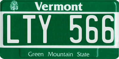 VT license plate LTY566