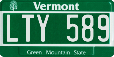 VT license plate LTY589