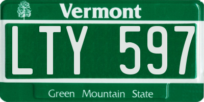 VT license plate LTY597