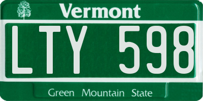 VT license plate LTY598