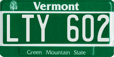 VT license plate LTY602