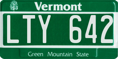 VT license plate LTY642