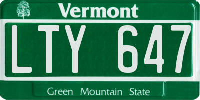 VT license plate LTY647