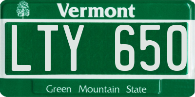VT license plate LTY650