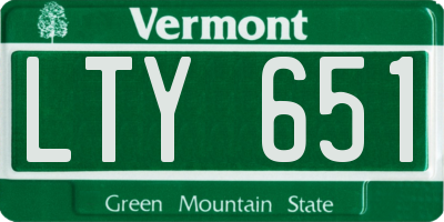 VT license plate LTY651