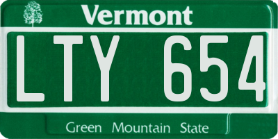 VT license plate LTY654