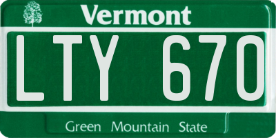VT license plate LTY670