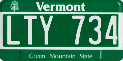 VT license plate LTY734