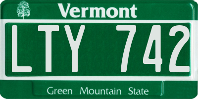 VT license plate LTY742