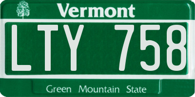 VT license plate LTY758