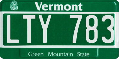 VT license plate LTY783