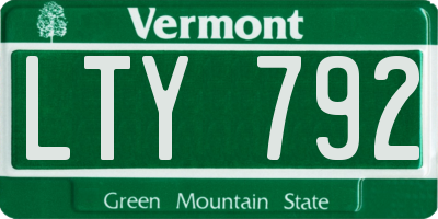 VT license plate LTY792