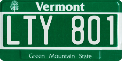VT license plate LTY801