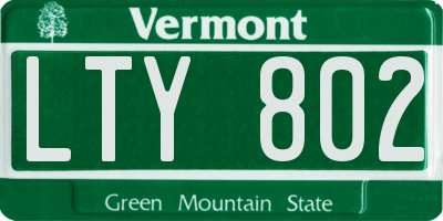 VT license plate LTY802