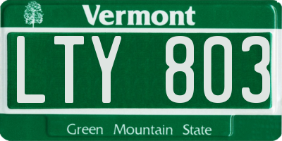 VT license plate LTY803