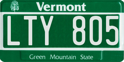 VT license plate LTY805