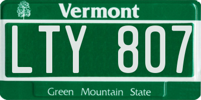 VT license plate LTY807