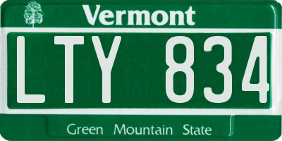 VT license plate LTY834