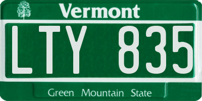 VT license plate LTY835