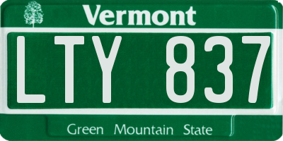 VT license plate LTY837