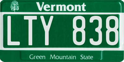 VT license plate LTY838