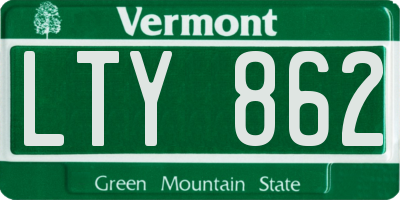 VT license plate LTY862