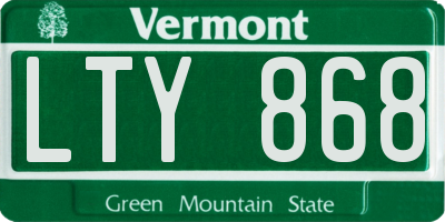 VT license plate LTY868