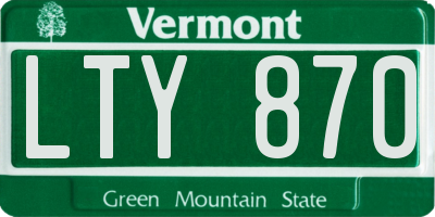 VT license plate LTY870