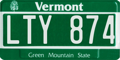 VT license plate LTY874