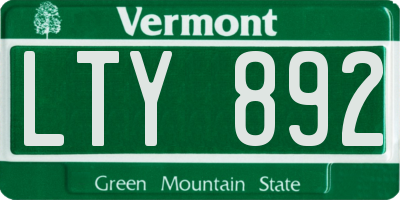 VT license plate LTY892