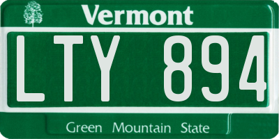 VT license plate LTY894