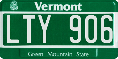 VT license plate LTY906