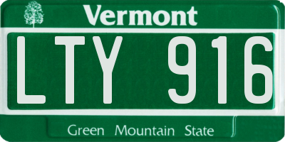 VT license plate LTY916