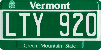 VT license plate LTY920