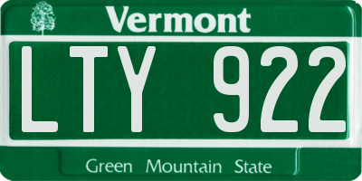 VT license plate LTY922