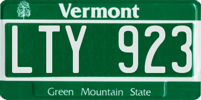 VT license plate LTY923