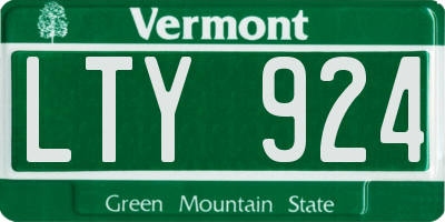 VT license plate LTY924