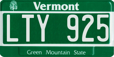 VT license plate LTY925