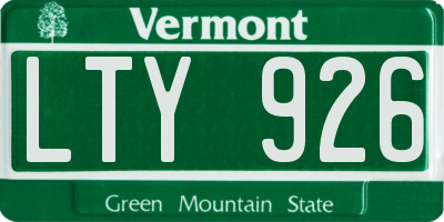 VT license plate LTY926