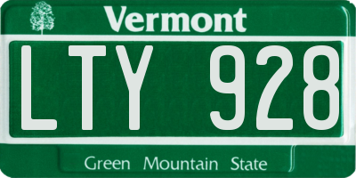 VT license plate LTY928