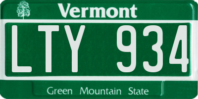 VT license plate LTY934
