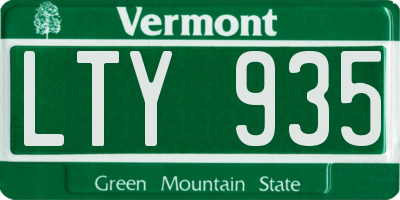 VT license plate LTY935