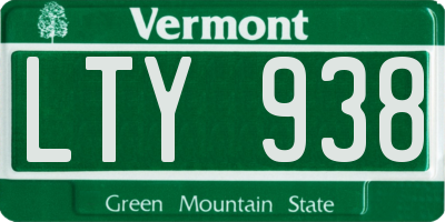 VT license plate LTY938