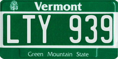 VT license plate LTY939