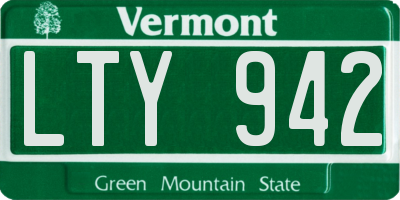 VT license plate LTY942
