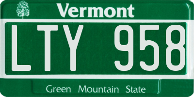 VT license plate LTY958