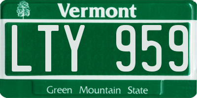 VT license plate LTY959