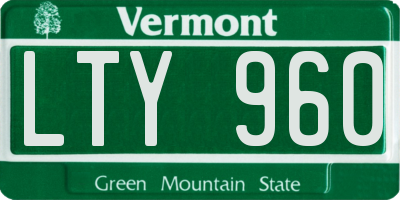 VT license plate LTY960
